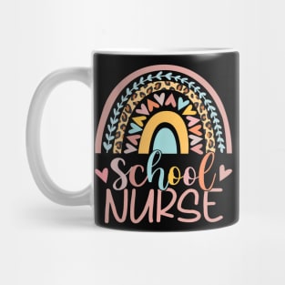 Cute Rainbow Leopard Print School Nurse Back To School Mug